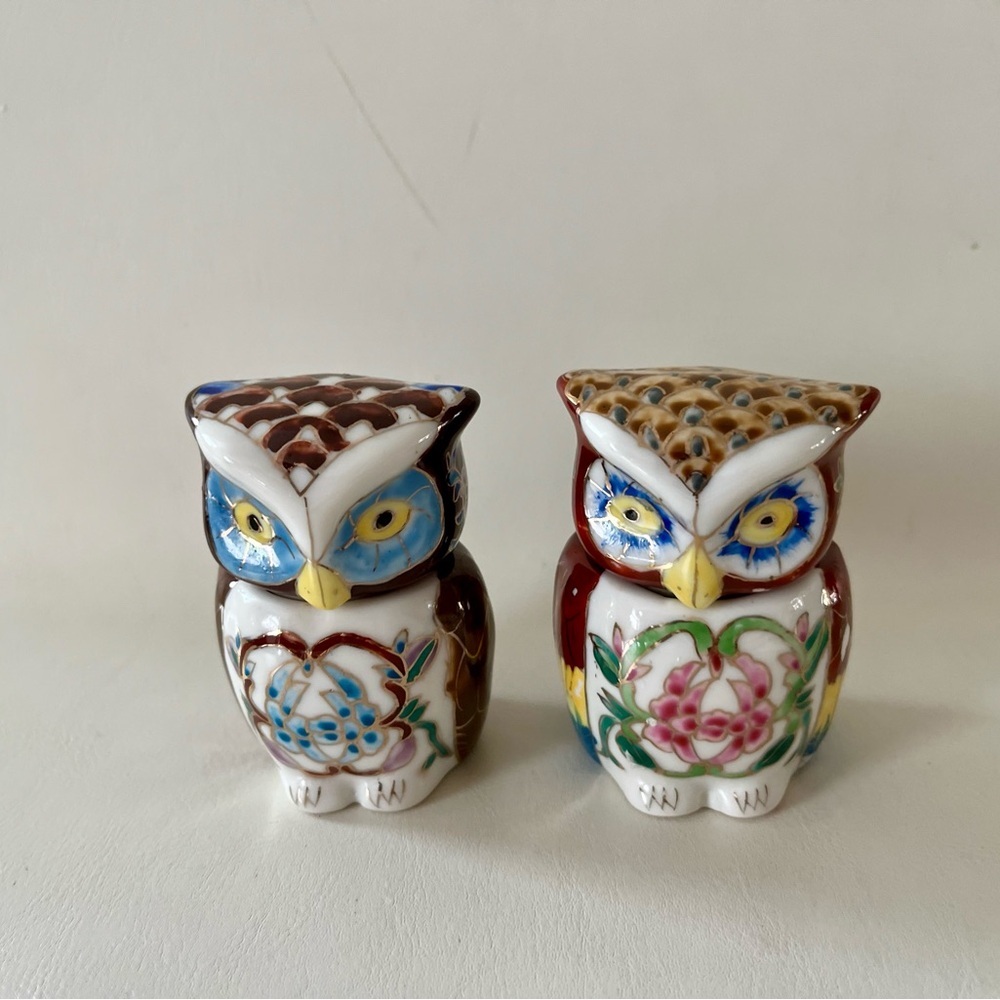 Colorful Ceramic Owl Figurines